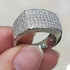 Micro Pave 18K White Gold Plated Iced Multi Row Cubic Zirconia Men Women Ring